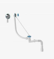 Сифон Zegor для ванны, низкий h 120 мм, выпуск 70 мм,длина винта 70 мм, пробка с металлической цепочкой, выход гибкая труба 1 1/2-Ø40/50, для ванны