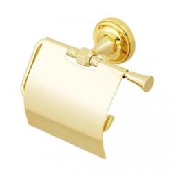 Держатель для туалетной бумаги Migliore Fortuna, с крышкой, цвет: золото, настенный, латунный, форма прямоугольная, для туалета/ванной, бумагодержатель