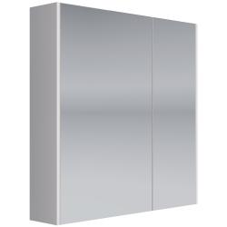 Зеркальный шкаф Dreja Prime, 70х70 см, подвесной, цвет белый, зеркало, с 2 распашными дверцами/двустворчатый, полки, механизм плавного закрывания, прямоугольный