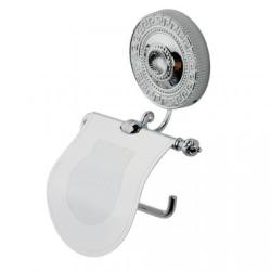 Держатель для туалетной бумаги Migliore Monteсarlo, с крышкой, цвет: хром, настенный, латунный, форма округлая, для туалета/ванной, бумагодержатель