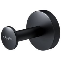Крючок AM.PM Inspire V2.0, одинарный, настенный, сплав металлов, форма округлая, для полотенец в ванную/туалет/душевую кабину, цвет черный матовый