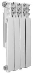 Радиатор отопления Azario AL500/80 (4 секции) алюминиевый, цвет: белый, секционный, боковое подключение, для квартиры, водяной, мощность 1464 Вт, настенный