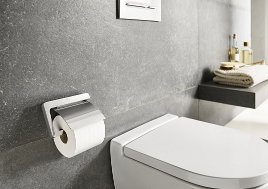 Держатель для туалетной бумаги ROCA Tempo с крышкой, металл хром, настенный, форма квадратная, для туалета/ванной 817033001