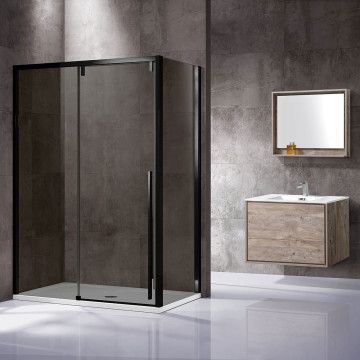 Душевое ограждение Vincea Lugano  120х90х195 см, тонированное стекло, профиль черный, левое/правое, прямоугольное/угловое, дверь раздвижная