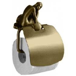 Держатель для туалетной бумаги Art&Max Juno, с крышкой, бронза, настенный, латунь, форма прямоугольная, для туалета/ванной, бумагодержатель