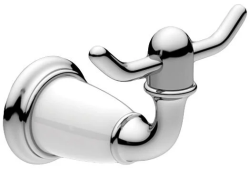 Крючок двойной Art&Max Bianchi, настенный, форма округлая, латунь, для полотенец в ванную/туалет/душевую кабину, цвет хром
