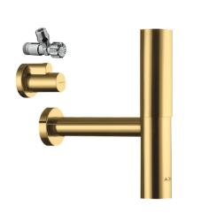 Сифон Axor Flowstar дизайнерский, с угловым клапаном и крышкой, для раковины, бутылочный, G 1 ¼, гидрозатвор/мокрый затвор, горизонтальный/боковой выпуск (в стену), латунь, цвет полированное золото
