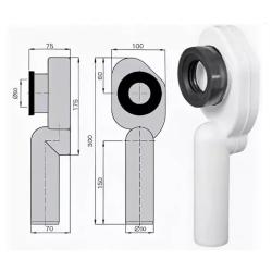 Сифон Miano M0421-B для писсуара вертикальный 50х50 мм, пластик, цвет белый