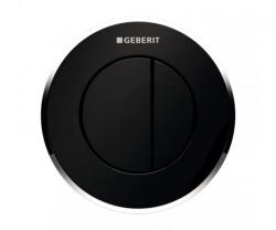 Кнопка смыва Geberit тип 10, черный/хром. пластик, клавиша управления для сливного бачка, инсталляции унитаза, двойная, пневматическая, панель, размер 9,4х9,4х0,6 см, скрытое размещение