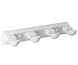 Планка с крючками WasserKRAFT Kammel, 4 крючка, настенная, металлическая, для полотенец/халатов в ванную/туалет/душевую кабину, цвет белый матовый