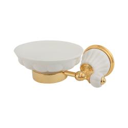 Мыльница Migliore Olivia, настенная, керамика/латунь, форма округлая, для душа/мыла, в ванную/туалет/душевую кабину, цвет золото/белый