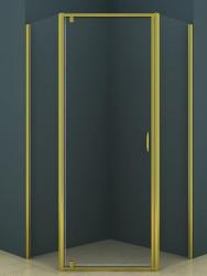 Душевой уголок Azario, 100х100 см, без поддона, пятиугольный, угловой, стекло прозрачное, (без сифона) без крыши, распашной, стеклянный, алюминиевый профиль (золото)