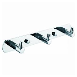 Планка 3 крючка Azario NESSY, настенная, нержавеющая сталь, форма округлая, для полотенец/халатов в ванную/туалет/душевую кабину, цвет хром