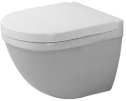 Унитаз Starck 3 HygeneGlanze 36х48,5 см, подвесной, цвет белый, санфарфор, овальный, горизонтальный (прямой) выпуск, под скрытый бачок, ободковый, без сиденья, антибактериальное покрытие, для туалета/ванной комнаты