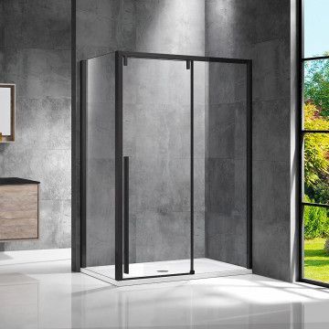 Душевое ограждение Vincea Lugano  140х100х195 см, прозрачное стекло, профиль черный, левое/правое, прямоугольное/угловое, дверь раздвижная