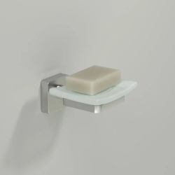 Мыльница WasserKRAFT Rhin, настенная, цвет: никель, металл/стекло, прямоугольная, для мыла/душа/в ванную комнату, под кусковое мыло