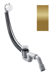 Слив-перелив  Axor Flexaplus S для стандартной ванны, готовый набор, с сифоном, металл/пластик, цвет полированная бронза/серый, полуавтоматический с тросиком, для ванны