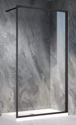 Душевая перегородка Veconi Korato KR-81B, 80х200 см, прозрачное стекло/профиль черный, правая/левая, плоская (панель), из прозрачного стекла, (ограждение без поддона)