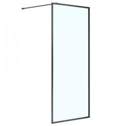 Душевая перегородка Azario RICHMOND Walk-in, 120х200 см, прозрачное стекло, профиль черный, правая/левая, плоская (панель), из прозрачного стекла, (ограждение без поддона) стеклянное