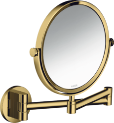 Зеркало Axor Universal Circular Access косметическое, 17 см без подсветки, круглое, цвет: полированное золото, с увеличением, для ванной, настенное, поворотное/наклоняемое