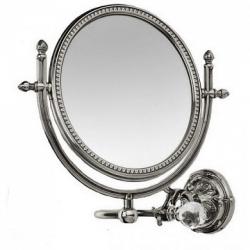 Зеркало Art&Max Barocco Crystal, двустороннее, косметическое/увеличительное, без подсветки, круглое, цвет: хром, с увеличением, для ванной, настенное, поворотное/наклоняемое