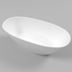 Ванна Whitecross Onyx B, 160х75 см, из искусственного камня, цвет- белый глянцевый, (без гидромассажа) овальная, отдельностоящая, правосторонняя/левосторонняя, правая/левая, универсальная