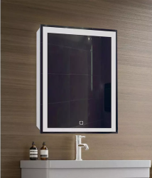 Зеркальный шкаф Azario Minio 60 R, 60х80х16 см, с LED/ЛЕД-подсветкой, подвесной, цвет белый, зеркало, 1 распашная дверца, прямоугольный, правый, правосторонний