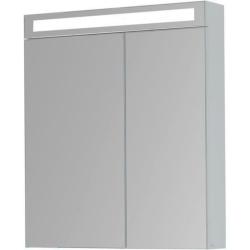 Зеркальный шкаф Dreja Max, 70х80 см, подвесной, цвет белый, зеркало с подсветкой LED/ЛЭД, выключатель, с 2 распашными дверцами/двухстворчатый, полки