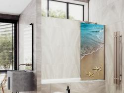 Душевая шторка на ванну MaybahGlass, 140х80 см, стекло с рисунком (ФП009)/профиль широкий, цвет бронза, фиксированная, закаленное стекло 8 мм, плоская/панель, правая/левая, правосторонняя/левосторонняя, универсальная