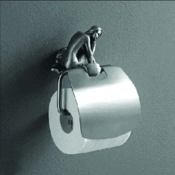 Держатель для туалетной бумаги Art&Max Juno, с крышкой, серебро, настенный, латунь, форма прямоугольная, для туалета/ванной, бумагодержатель