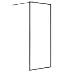 Душевая перегородка Azario RICHMOND Walk-in, 150х200 см, прозрачное стекло, профиль черный, правая/левая, плоская (панель), из прозрачного стекла, (ограждение без поддона) стеклянное