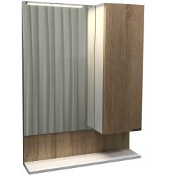 Зеркальный шкаф Comforty Рига 60, 60х80х13 см, подвесной, цвет дуб сонома, зеркало, с 1 распашной дверцей/полки, механизм плавного закрывания, прямоугольный