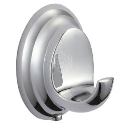 Крючок одинарный LEDEME настенный, латунный, форма округлая, для полотенец/халатов в ванную/туалет/душевую кабину, цвет хром