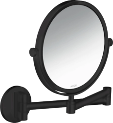 Зеркало Axor Universal Circular Access косметическое, 17 см без подсветки, круглое, цвет: матовый черный, с увеличением, для ванной, настенное, поворотное/наклоняемое