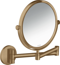 Зеркало Axor Universal Circular Access косметическое, 17 см без подсветки, круглое, цвет: шлифованная бронза, с увеличением, для ванной, настенное, поворотное/наклоняемое
