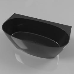 Ванна Whitecross Pearl A, 155х80 см, из искусственного камня, цвет- черный глянцевый, (без гидромассажа) овальная, пристенная, правосторонняя/левосторонняя, правая/левая, универсальная