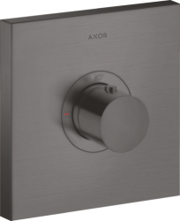 Смеситель для душа Axor ShowerSelect HighFlow, термостатический, скрытого монтажа, 1 потребитель, настенный, без излива/шланга/лейки, квадратный, латунный, цвет шлифованный черный хром, с термостатом