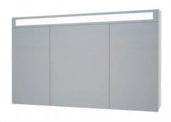 Зеркальный шкаф Dreja Uni, 120х82 см, подвесной, цвет белый, зеркало с подсветкой LED/ЛЭД, выключатель, с 3 распашными дверцами/трехстворчатый, полки