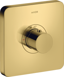 Смеситель для душа Axor ShowerSelect HighFlow softsquare, термостатический, скрытого монтажа, 1 потребитель, настенный, без излива/шланга/лейки, квадратный, латунный, цвет полированное золото, с термостатом