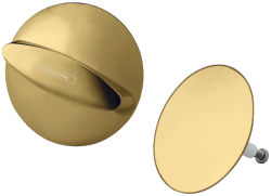 Слив-перелив для ванны Hansgrohe Flexaplus (внешняя часть набора), вентиль/предохранительная пробка, диаметр 80/70 мм, латунь, цвет полированное золото, круглая