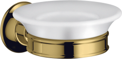 Мыльница Axor Montreux настенная, с держателем, цвет: полированное золото, металлическая/керамическая, круглая, для душа/мыла, в ванную комнату