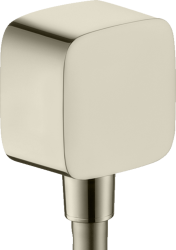 Шланговое подсоединение Axor ShowerSolutions Fixfit softsquare, размер 6,4х6,4 см, цвет полированный никель, квадратное, настенное, латунное/пластиковое, с обратным клапаном, подключение для душевого шланга