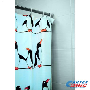 Шторка АкваЛиния для ванной комнаты Peva пингвины 003-8