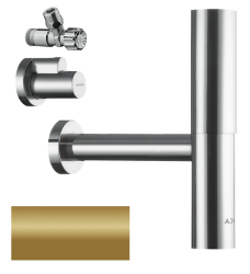 Сифон Axor Flowstar дизайнерский, с угловым клапаном и крышкой, для раковины, бутылочный, G 1 ¼, гидрозатвор/мокрый затвор, горизонтальный/боковой выпуск (в стену), латунь, цвет полированная бронза