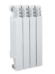 Радиатор отопления Azario AL500/100 (4 секции) алюминиевый, цвет: белый, секционный, боковое подключение, для квартиры, водяной, мощность 540 Вт, настенный