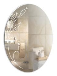 Зеркало Loranto Дебют, 49х54 см, без подсветки, овальное, с декором (пескоструйный рисунок), для ванны, навесное/подвесное/настенное