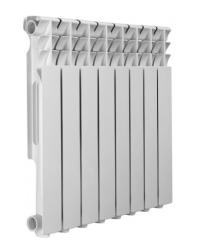 Радиатор отопления Azario AL500/80 (8 секций) алюминиевый, цвет: белый, секционный, боковое подключение, для квартиры, водяной, мощность 1344 Вт, настенный