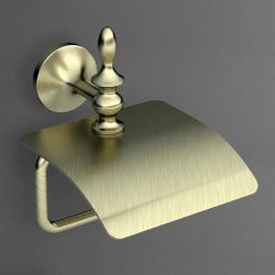 Держатель для туалетной бумаги Art&Max Bohemia, с крышкой, бронза, настенный, латунь, форма прямоугольная, для туалета/ванной, бумагодержатель