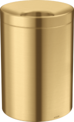Ведро/корзина для мусора Axor Universal Circular Accessories с крышкой, 5 л, напольное, металлическое/пластиковое, форма круглая, для туалета/ванной/кухни, цвет шлифованное золото, со съемной вставкой