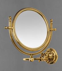 Зеркало Art&Max Barocco, двустороннее, косметическое/увеличительное, без подсветки, круглое, цвет: античное золото, с увеличением, для ванной, настенное, поворотное/наклоняемое